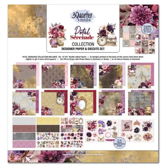 3Quarter Designs Designer Paper & Diecuts Set- Petal Serenade