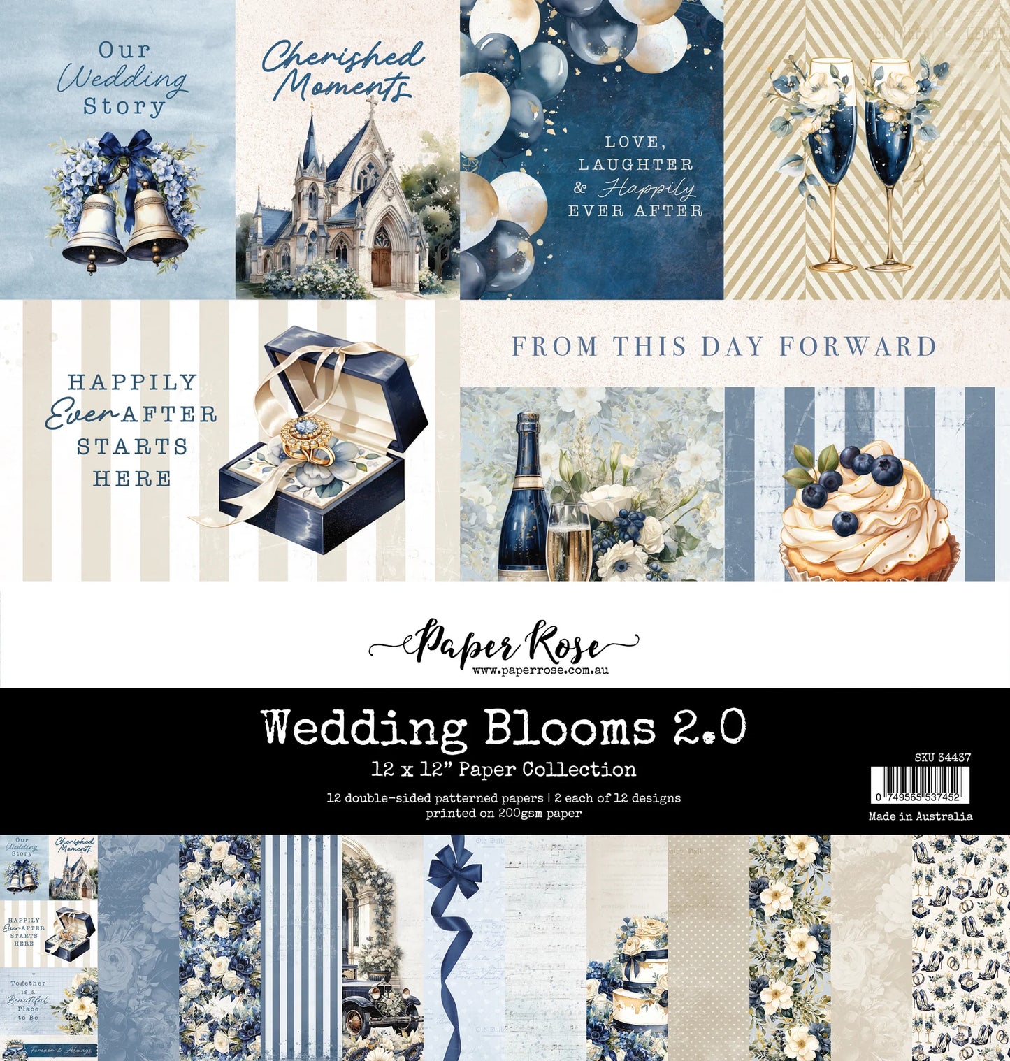 Paper Rose Studio 12x12 Double Sided Paper Pack - Wedding Blooms 2.0