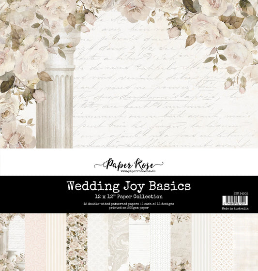 Paper Rose Studio 12x12 Double Sided Paper Pack - Wedding Joy Basics