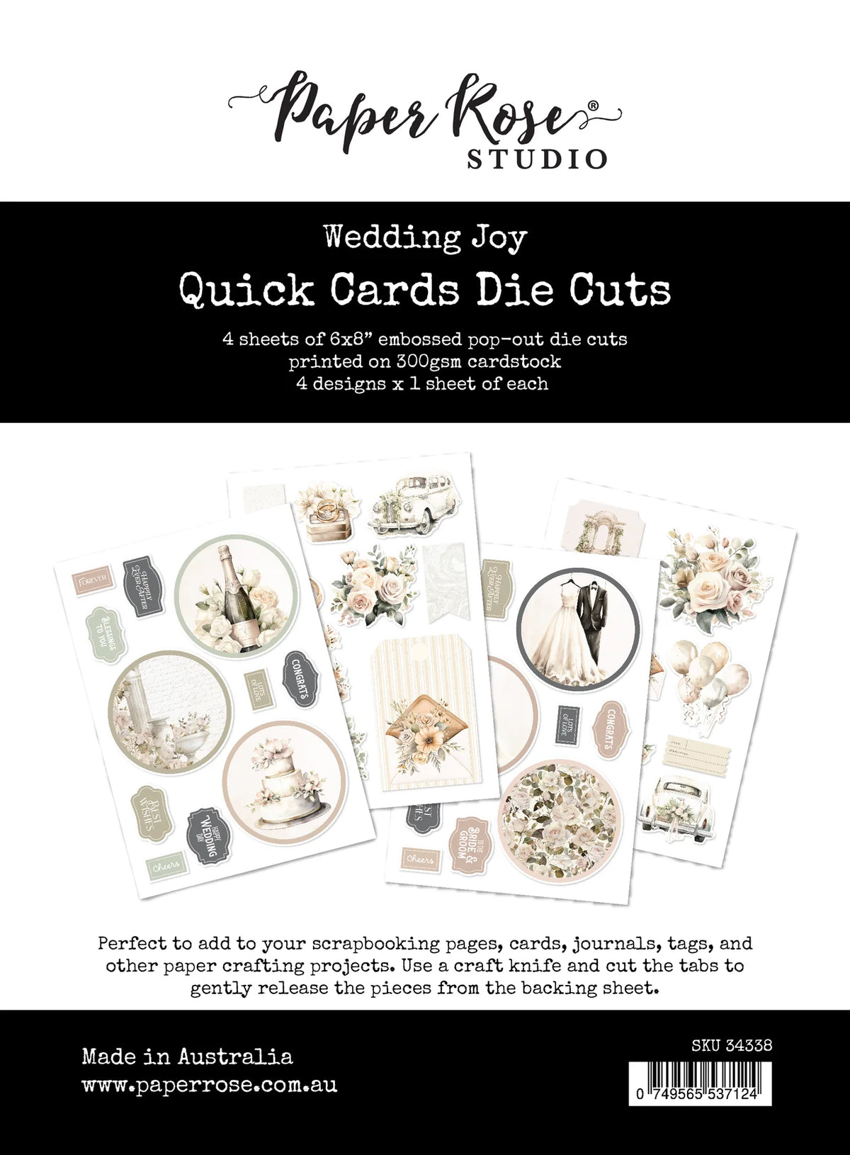 Paper Rose Studio Quick Cards Die Cuts- Wedding Joy