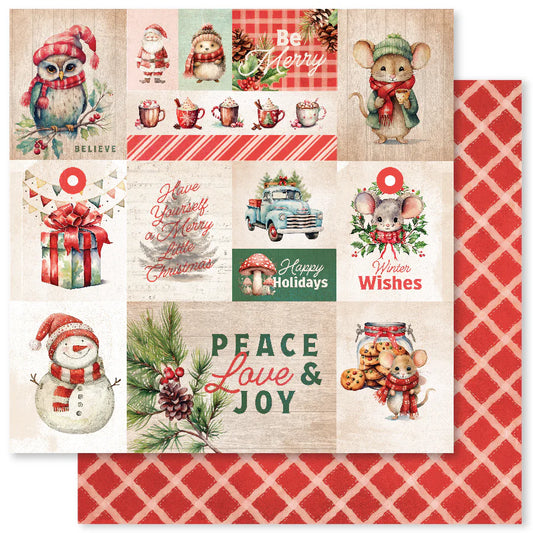 Paper Rose Studio 12x12 Double Sided Paper- Woodland Christmas -A
