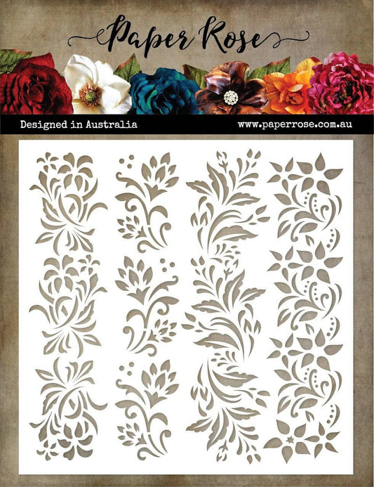 Paper Rose Studio 6x6 Stencil - Floral Borders