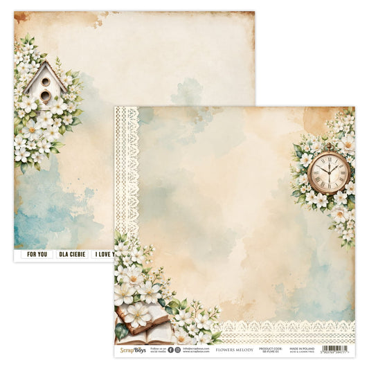 ScrapBoys 12x12 Double Sided Paper - Flower Melody - 01