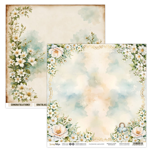 ScrapBoys 12x12 Double Sided Paper - Flower Melody - 03