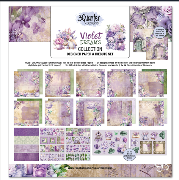 3Quarter Designs Designer Paper & Diecuts Set- Violet Dreams