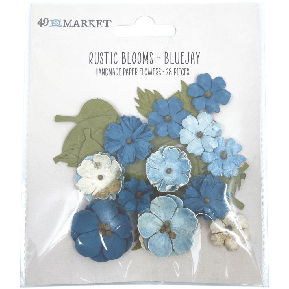 49& Market Handmade Paper Flowers- Rustic Blooms- BlueJay 28 pieces
