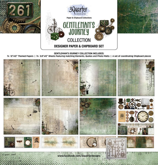 3Quarter Designs 12x12 Paper & Chipboard Collections - Gentleman's Journey