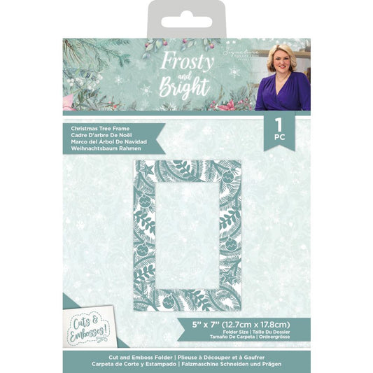 Crafters Companion Frosty & Bright Cut & Emboss Folder- Christmas Tree Frame
