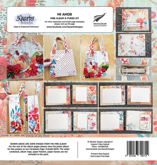 3Quarter Designs Paper & Chipboard Collections - Mi Amor Mini Album & Purse Kit