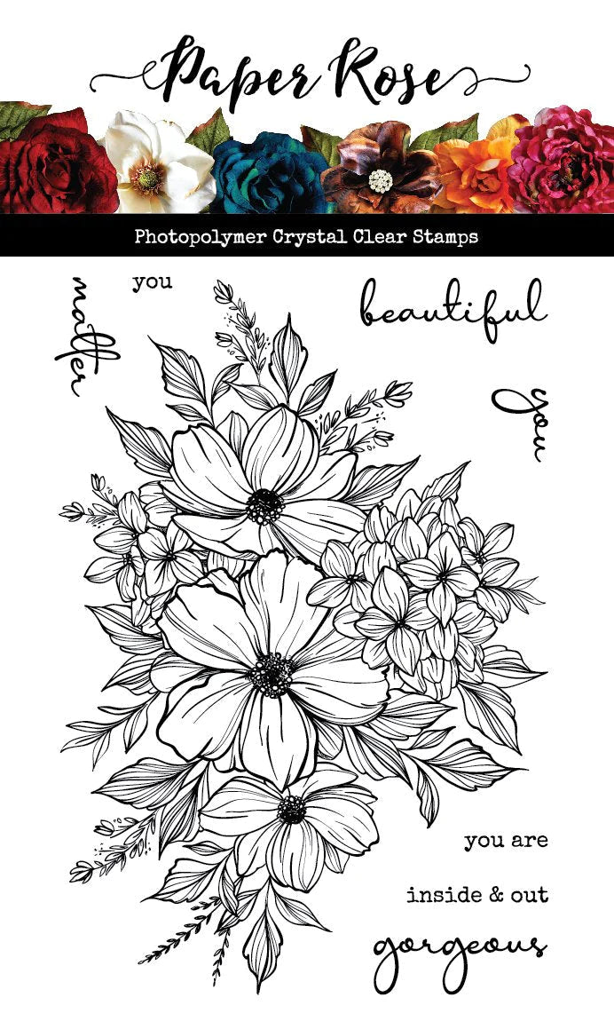 Paper Rose Studio Photopolymer Clear Stamp- Milly's Bouquet 4x6