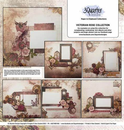 3Quarter Designs Paper & Chipboard Collection - Victorian Rose