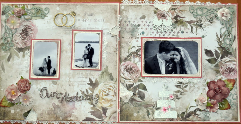 TK Paper Boutique Ready To Assemble Scrapbook Layout- Our Wedding