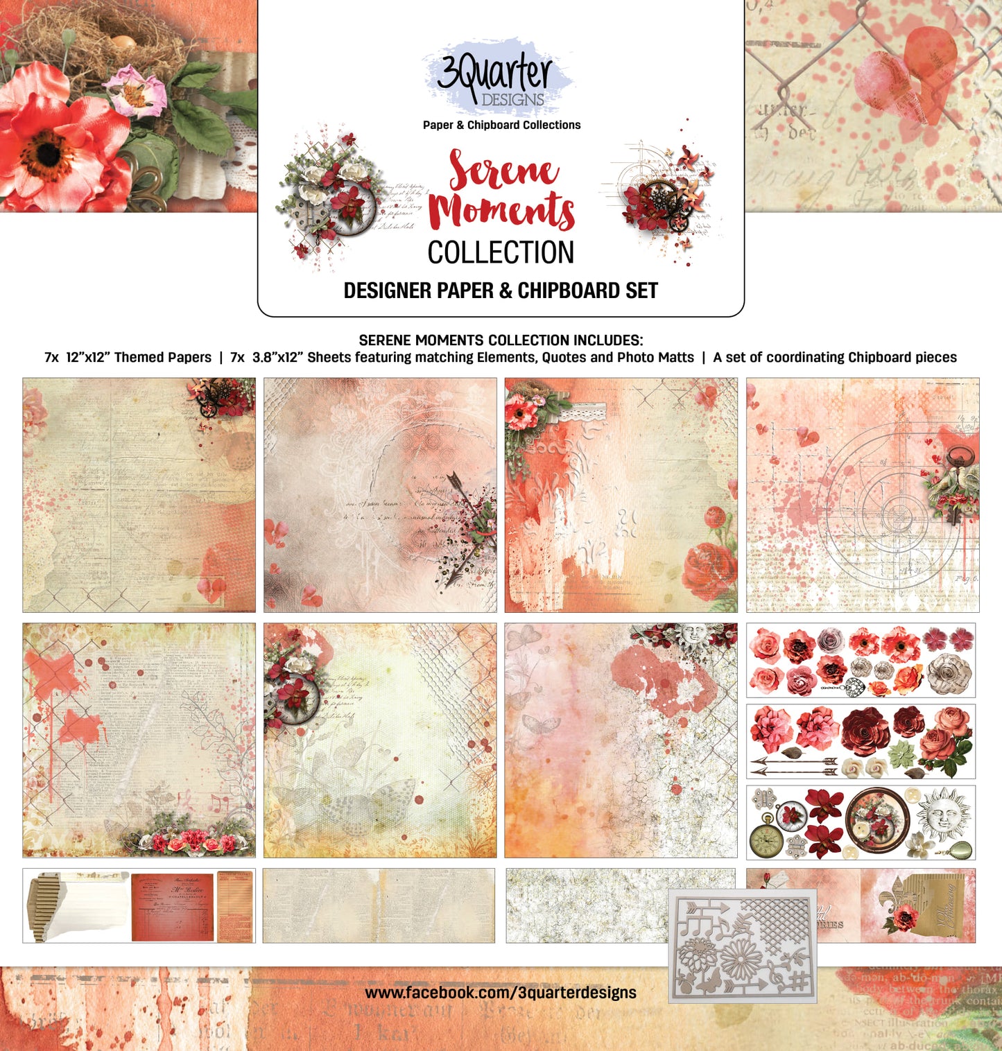 3Quarter Designs 12x12 Paper & Chipboard Collections- Serene Moments
