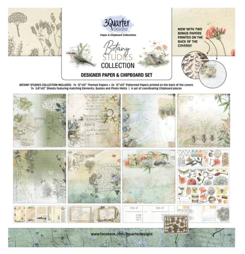 3Quarter Designs 12x12 Paper & Chipboard Collections - Botany Studies