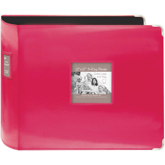 Pioneer 12x12 3 Ring Leatherette Album - Bright Pink